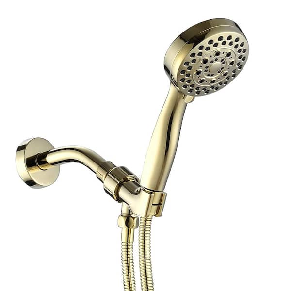 null 5-Spray Patterns Showerhead Face Diameter 3.5 in. Wall Mount Handheld Shower Head with 59 in . Hose in Polished Golden