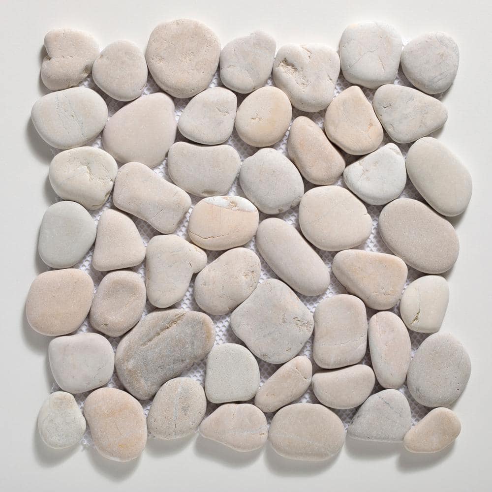 Natural Gray Quartz Pebble Mosaic Tile Sheet
