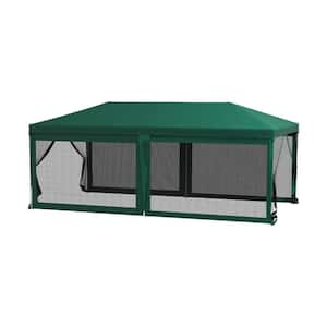 10 ft. x 20 ft. Outdoor Wedding Steel Event/Party Tent Canopy and Gazebo with 6 Removable Sidewalls in Green