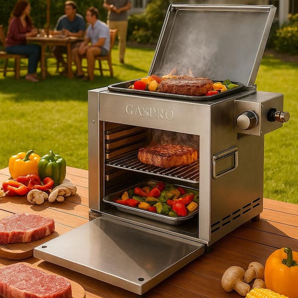 Infrared Portable Propane Gas Table Top Grill in Stainless Steel with Tool Set