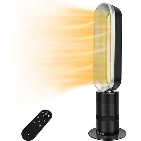 Jushua 32 in. Simple Deluxe Space Heater Bladeless Tower Fan, Electronic Heater and Fan Combo
