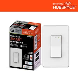 15 Amp Single-Pole White Smart Light Switch with Wi-Fi and Bluetooth Technology Powered by Hubspace (1-Pack)