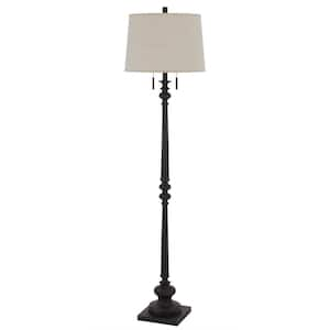 63 in. Rust 2 Dimmable (Full Range) Standard Floor Lamp for Living Room with Cotton Square Shade