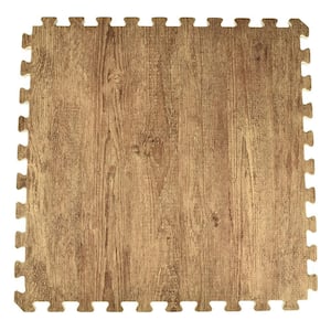 Foam Tiles Rustic Medium Wood Grain 24 in. W x 24 in. L Foam Home Interlocking Floor Tile (58.12 sq. ft.) (Case of 15)