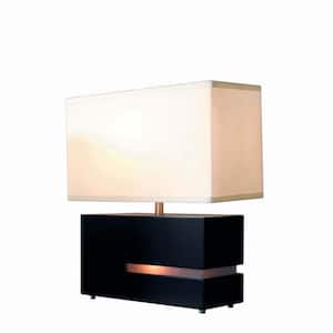 Zen 19.5in. Black LED Table Lamp for Living Room with White Linen Shade