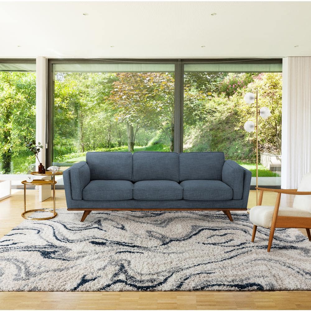 Gray and Navy Abstract Shag 5' x 7' Area Rug