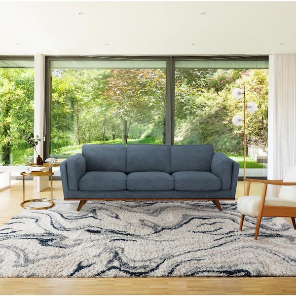 Anjou Marble Navy 5 ft. x 7 ft. Abstract Shag Indoor Area Rug