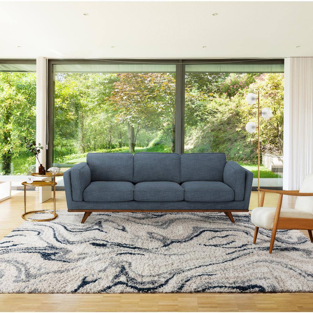 Gray and Navy Abstract Shag 5' x 7' Area Rug