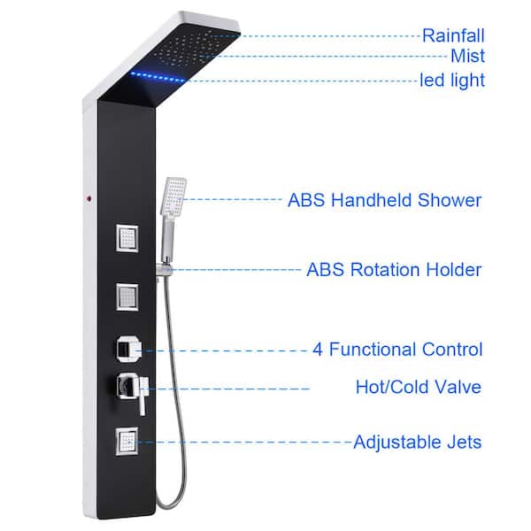 AKDY 51-in Aluminum 8-Spray Shower Panel System (Valve Included) AKDY 51-in Aluminum 8-Spray Shower Panel System (Valve Included)