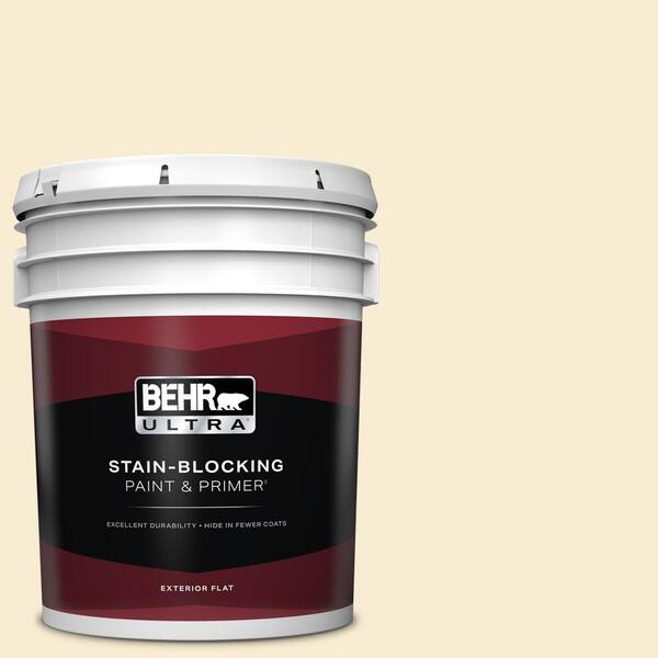 BEHR ULTRA 5 gal. #330C-1 Honeysuckle White Flat Exterior Paint & Primer