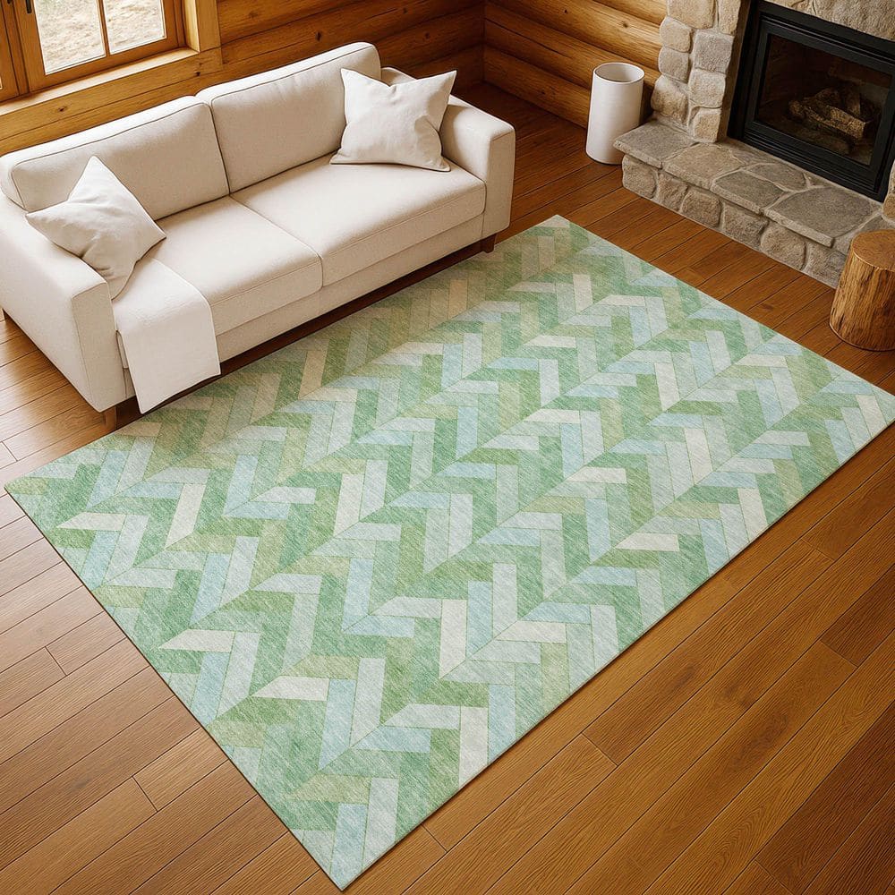 Chantille Machine Washable Indoor/Outdoor Abstract ACN2297 Green 3 ft. x 4 ft. Area Rug price history on PriceWatchPro
