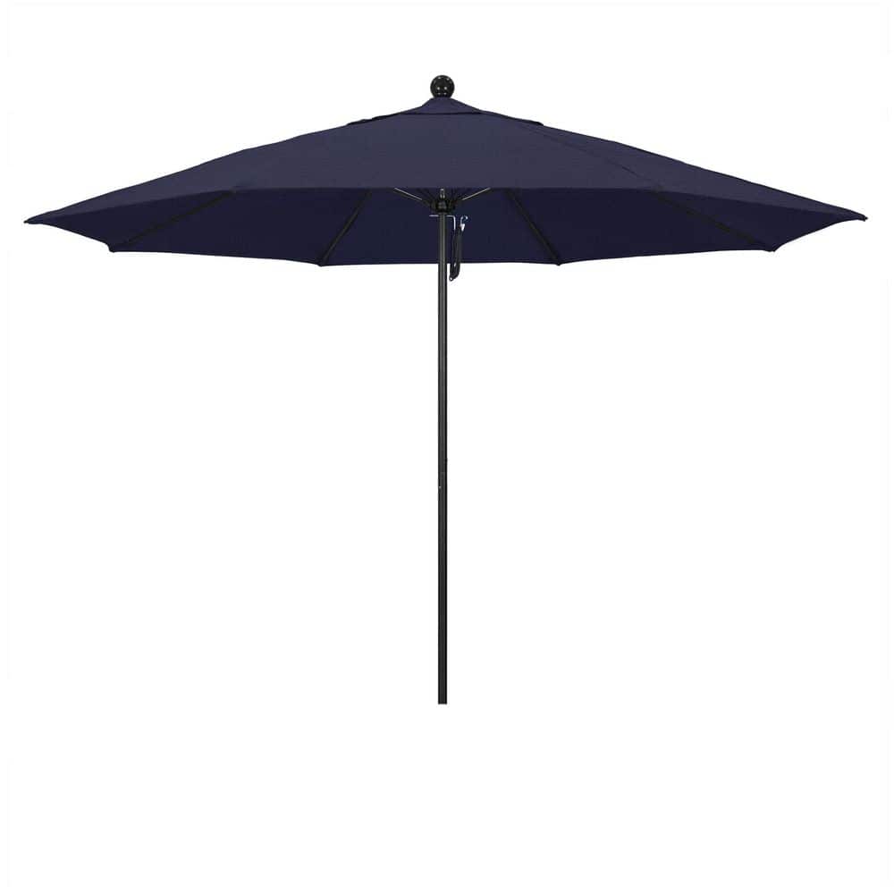11 ft. Black Aluminum Market Patio Umbrella with Fiberglass Ribs Pulley Lift in Navy Blue Olefin price history on PriceWatchPro