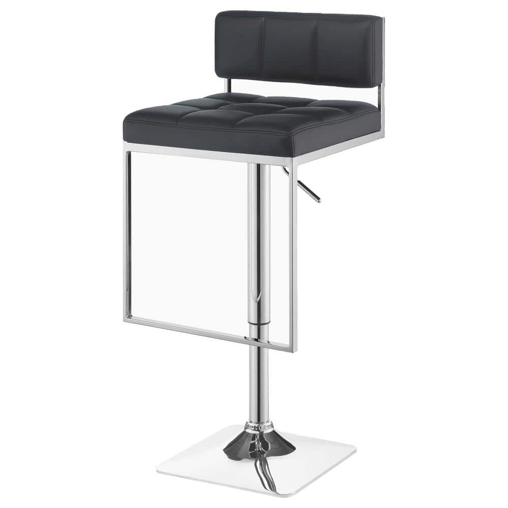 Gray Adjustable Faux Leather Bar Stool with Chrome Base
