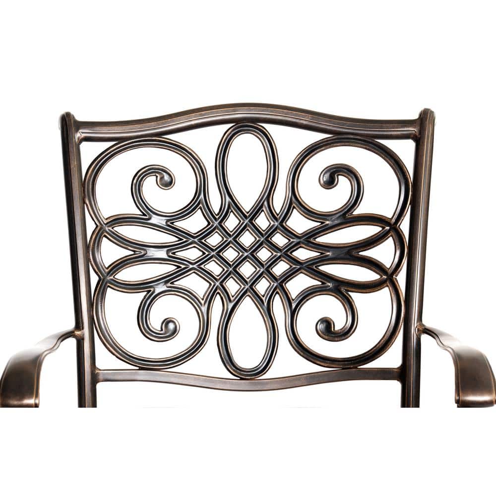 Bronze and Blue Aluminum 3-Piece Swivel Bistro Set