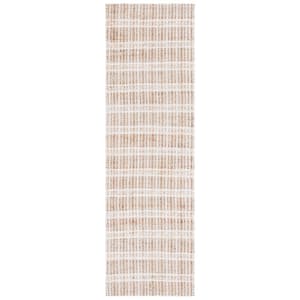 Natural Fiber Ivory/Beige 2 ft. x 8 ft. Striped Woven Runner Rug