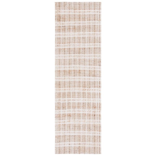 SAFAVIEH Natural Fiber Ivory/Beige 2 ft. x 8 ft. Striped Woven Runner Rug