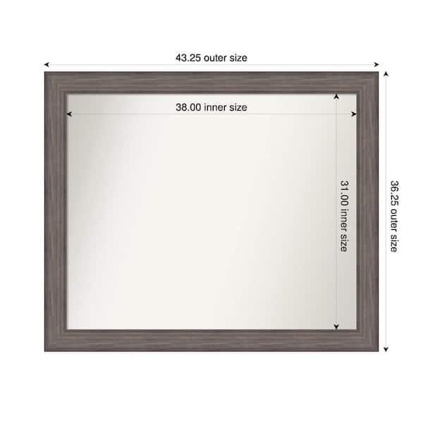 Amanti Art Country Barnwood 43.25 in. W. x 36.25 in. Custom Non-Beveled Wood Framed Bathroom Vanity Wall Mirror