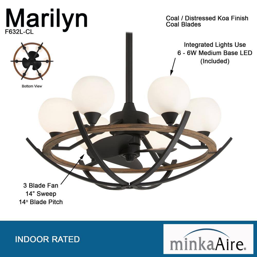 Coal and Opal Glass 30-Inch Chandelier Ceiling Fan with Remote