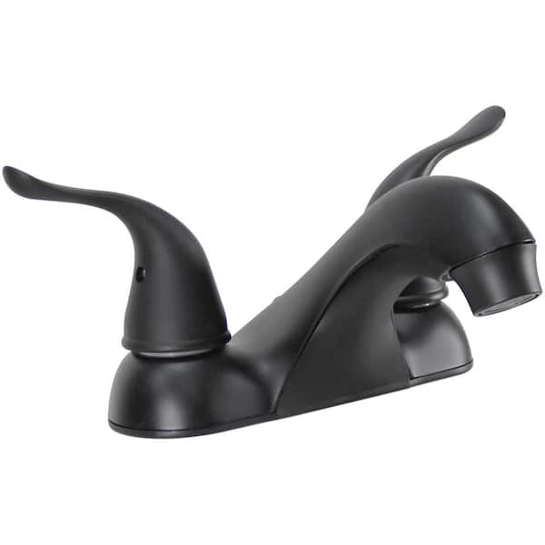 WASSERMAN FAUCETS Double Handle Low-Rise Spout Lavatory Faucet with Matching Push Pop-Up in Matte Black