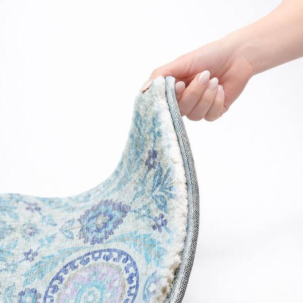 Dream Shag Premium Machine Washable Abstract ADS751 Sky 2 ft. x 7 ft. Runner Rug