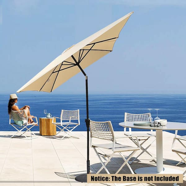 6 ft. x 9 ft. Patio Powder-coated Aluminium Pole Market Patio Umbrella in Tan