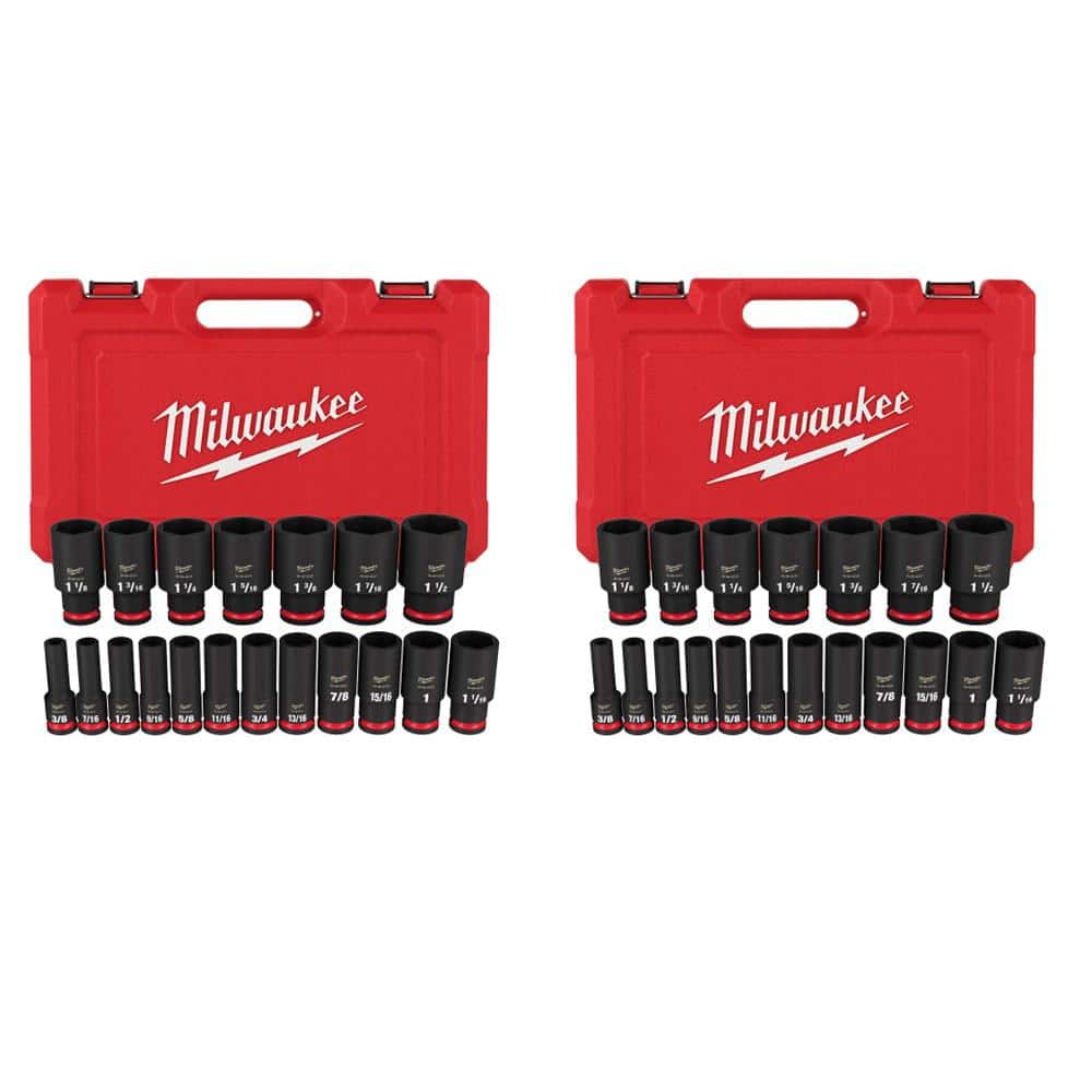 Milwaukee SHOCKWAVE 1/2 in. Drive SAE 6 Point Impact Socket Set (38-Piece)
