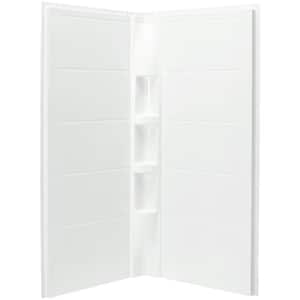 Intrigue 40-1/4 in. x 40-1/4 in. x 80-1/8 in. 3-piece Direct-to-Stud Shower Wall Set in White