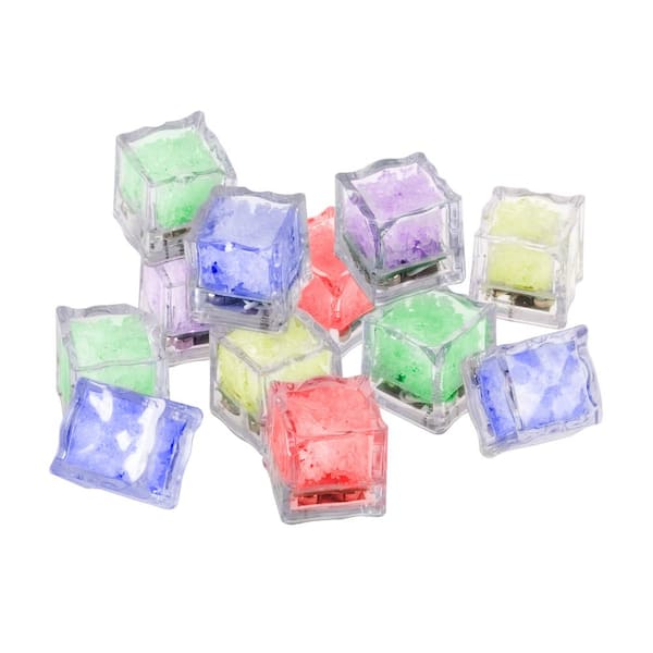 12 Pack Flashing LED Glowing Ice Cube Christmas Decor Waterproof