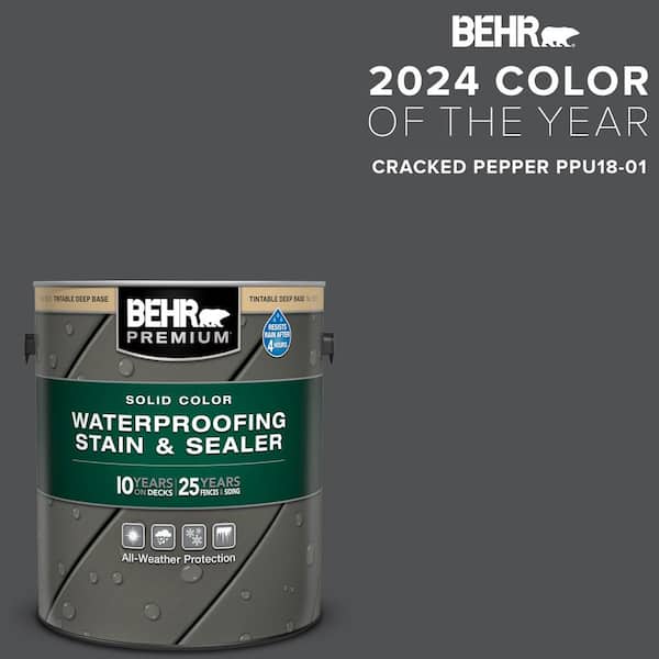 BEHR PREMIUM 1 gal. #PPU18-01 Cracked Pepper Solid Color Waterproofing Exterior Wood Stain and Sealer
