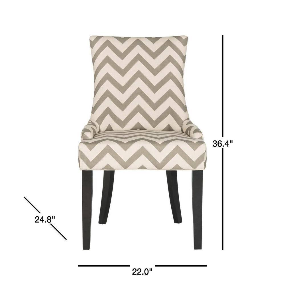 Espresso Finish Gray Linen Upholstered High Side Chair