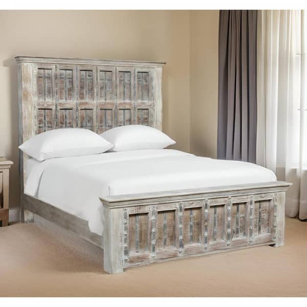 Brown Wood Frame King Panel Bed