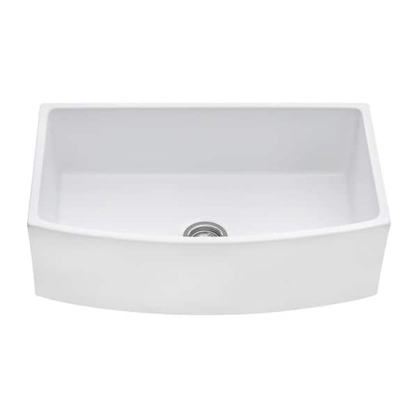 Ruvati 23-inch Fireclay Farmhouse Kitchen Laundry Utility Sink Single Bowl  - White - RVL2468WH - Ruvati USA