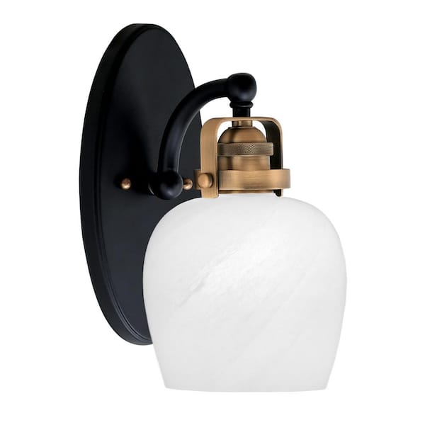 Unbranded Decatur 1-Light Matte Black and Brass Wall Sconce