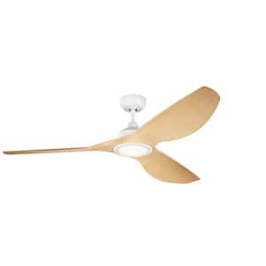 Imari 65 in. Indoor Matte White Downrod Mount Ceiling Fan with Integrated LED with Wall Control Included