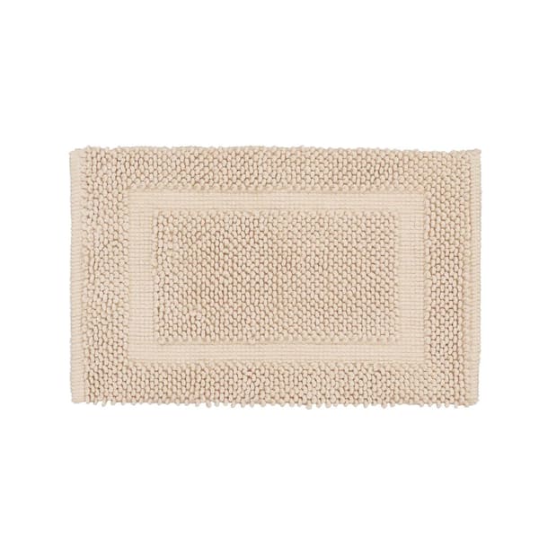 Jean Pierre New York Sophie Border Ivory 20 in. x 32 in. Cotton Textured Bath Mat