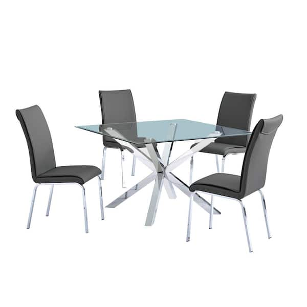 Square glass cheap dining table set