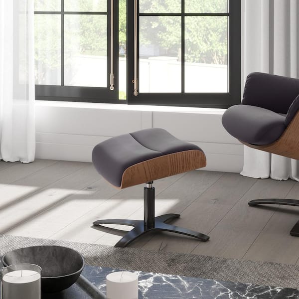 Jennifer Taylor Jovan 20.5 in. Mid-Century Modern Genuine Leather Living Room Footstool Ottoman in Espresso Brown
