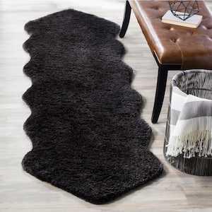 Sheep Shag Charcoal 2 ft. x 8 ft. Solid Runner Rug