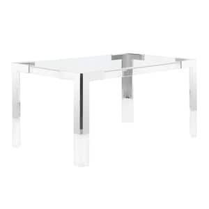 Leah 60 in. W Rectangle Glass Dining Table in Silver (Seats-6)