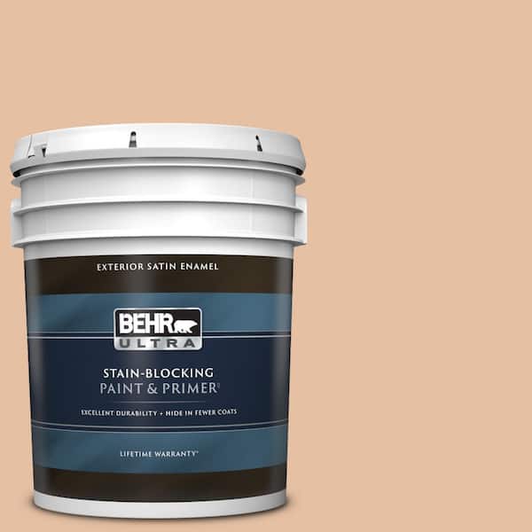 BEHR ULTRA 5 gal. #BIC-01 Fabulous Fawn Satin Enamel Exterior Paint & Primer