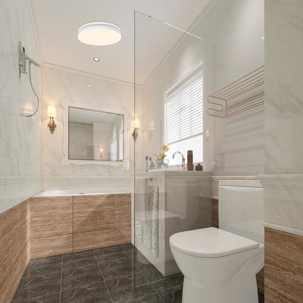 White Round LED Bathroom Exhaust Fan with Night Light