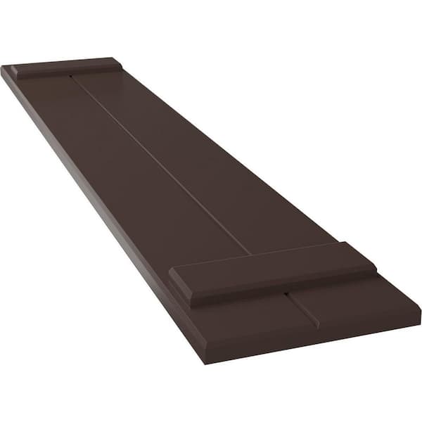 Ekena Millwork 10 3/4" x 56" True Fit PVC Two Board Joined Board-n-Batten Shutters, Pepper Red (Per Pair)