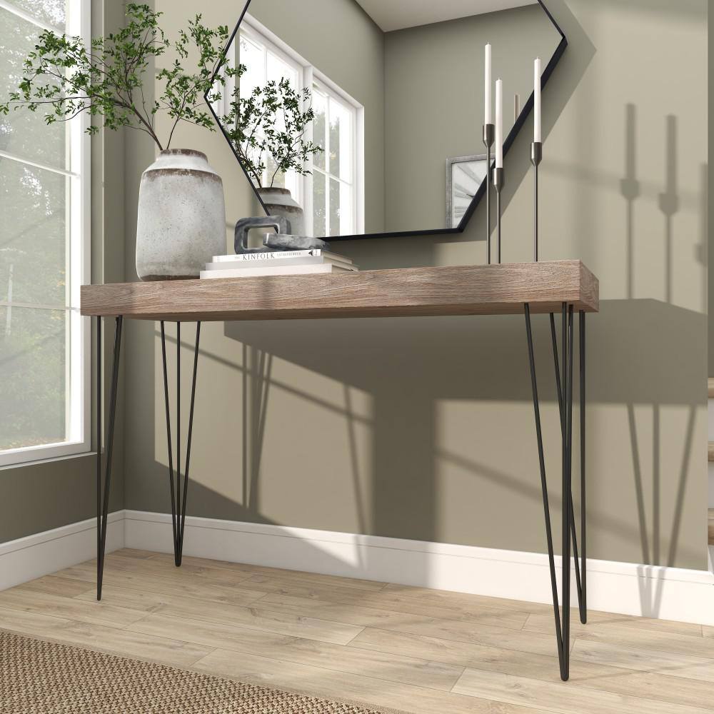 Modern Wood and Metal Console Table with Storage, 47'' Brown
