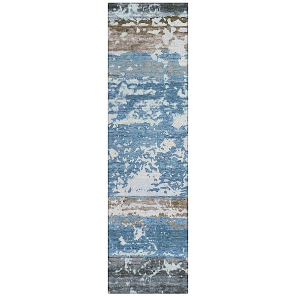 Chantille Machine Washable Indoor/Outdoor Abstract ACN2398 Blue 2 ft. x 7 ft. Runner Rug