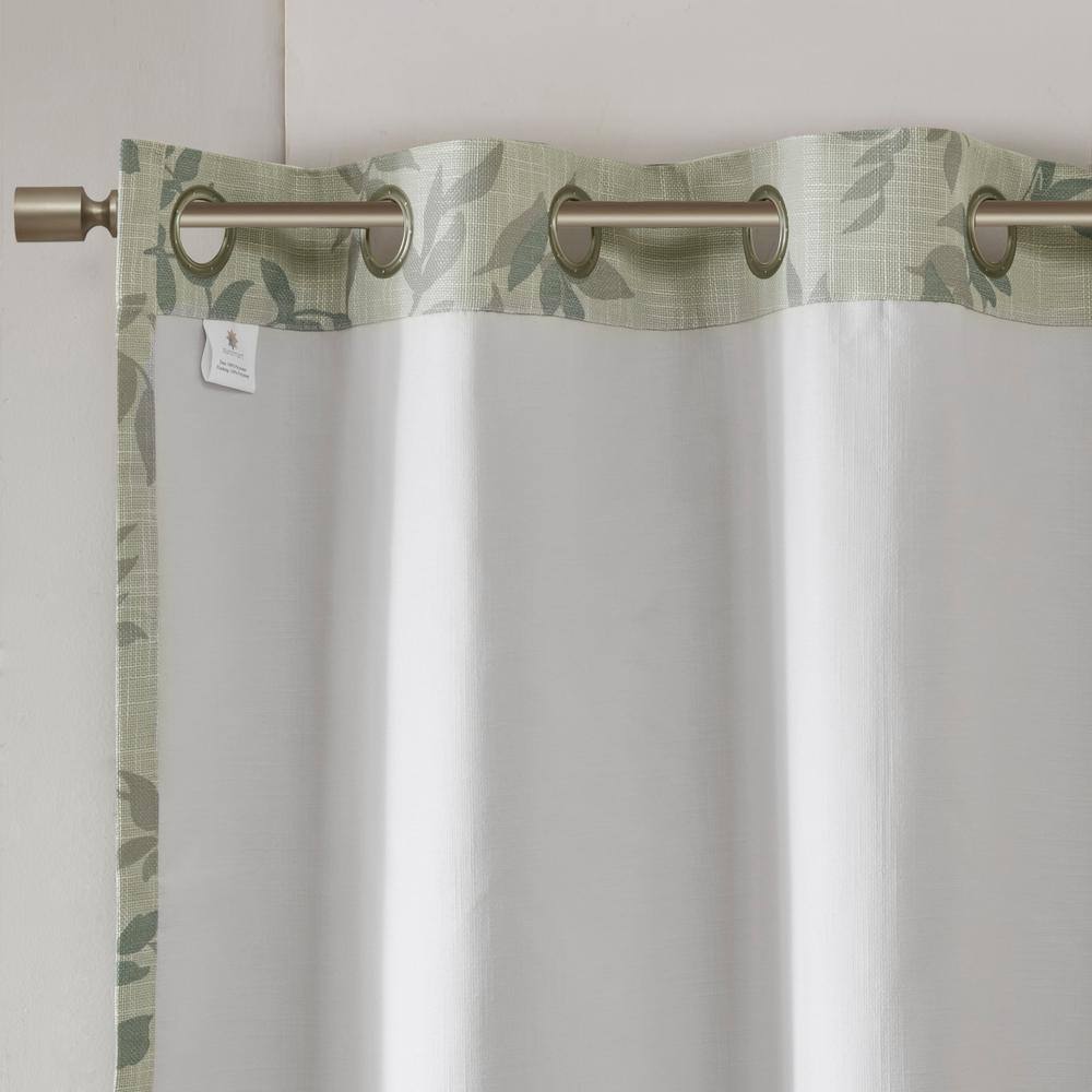 Aqua Botanical Blackout Grommet Top Drape Panel