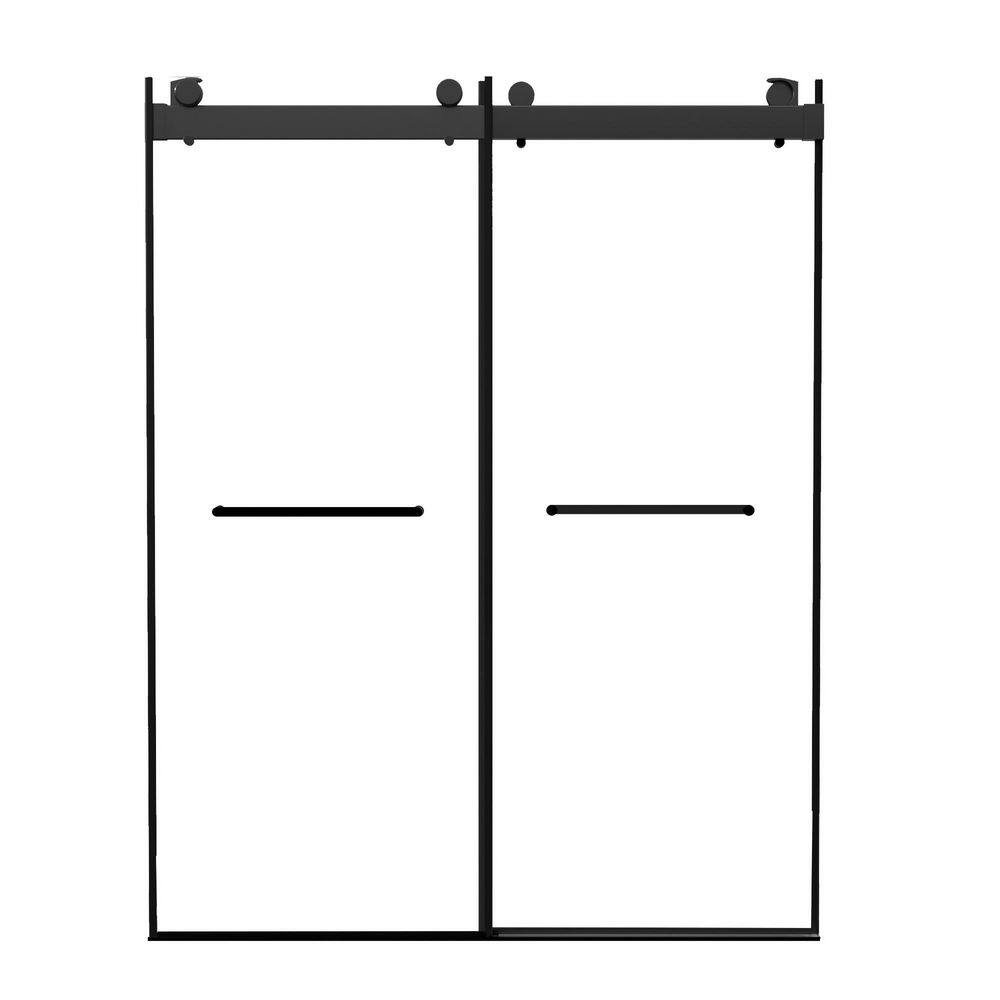60 in. W x 79 in. H Double Sliding Frameless Shower Door in Matte Black Finish with 10mm Tempered Glass price history on PriceWatchPro