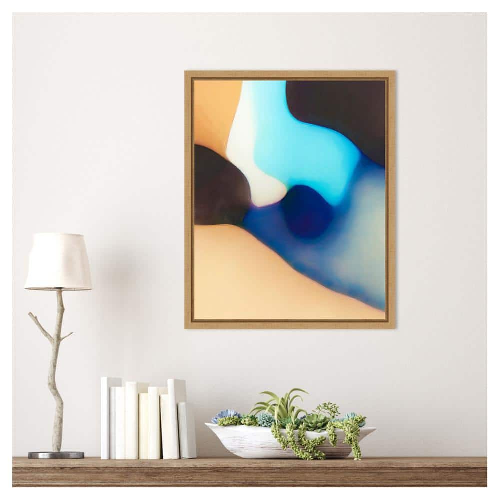 Interlocking Colors VIII Abstract Canvas Art with Maple Frame