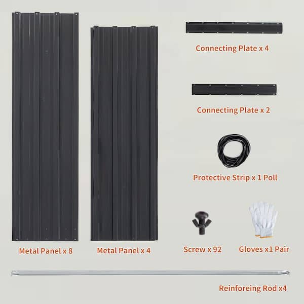 JUJABU 94.3 in. Black Metal Raised Garden Bed Planter Boxes