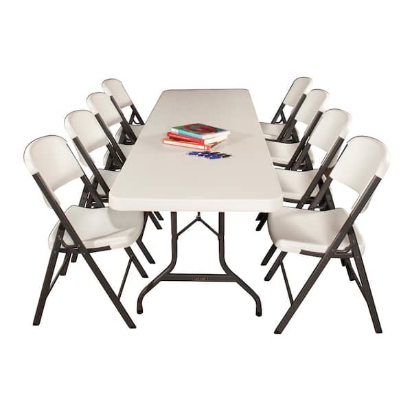 8 ft. White Granite Plastic Folding Table (Commercial)