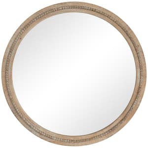 Litton Lane 36 in. x 36 in. Carved Wood Round Framed White Wall Mirror ...